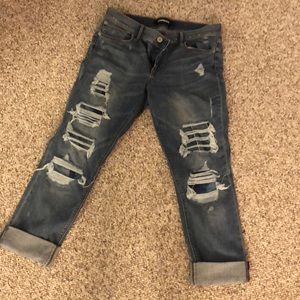 Express distressed size 12 crop skinny